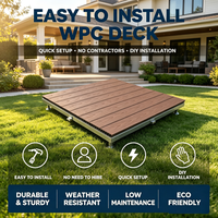 Kit de terrasse préfabriqué en WPC à montage rapide sans outils, avec pieds réglables, revêtement de sol extérieur imperméable pour patio et jardin