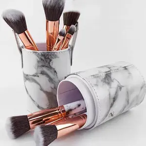 beliebtestes 10-teiliges Marmor-Makeup-Pinsel-Set Eigenmarke Grundierungs-Blush-Werkzeug Großhandelspreis Makeup-Werkzeug mit Schnallenbeutel