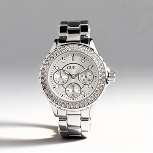 <span class=keywords><strong>Reloj</strong></span> de Cuarzo Silver Guesses con Diamantes, Esfera Negra, Cronógrafo de Triple Subesfera - Product Image 1