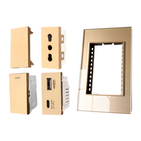 DELEFU Champagne Gold DIY Module d'interrupteur mural modulaire avec panneau en verre, prise Schuko, USB Type C, RJ45, module d'interrupteur TV, 2 prises