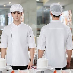 Chaqueta de Chef Personalizada de Manga Corta, Gris, Uniforme de Chef, Ropa de Trabajo Lisa, Uniforme Vintage para Restaurante Francés, Chaqueta de Chef - Product Image 3