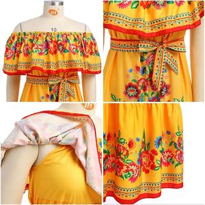 Robes bohèmes mexicaines décontractées Robe longue ethnique Robe d'été tropicale Tenues bohème Vêtements <span class=keywords><strong>de</strong></span> paysans Robe florale - Product Image 6