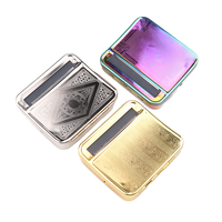 Accessoires pour fumeurs personnalisé manuel automatique 70mm carré en métal boîte à tabac à roulettes étui à cigarettes machine à rouler en gros