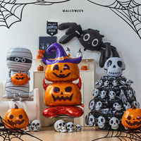 Grand ballon en aluminium sur pied pour Halloween, motifs momie, sorcière, citrouille, fantôme, crâne, pour fête d'Halloween, bar, centre commercial, décoration intérieure, vente en gros