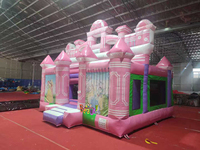 Château Gonflable Princesse Rose Combo Aire de Jeux Gonflable Maison de Rebond Sauterelle Certifiée CE Légère