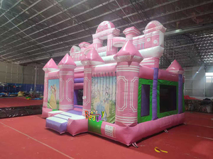 Château Gonflable Princesse Rose Combo Aire de Jeux Gonflable Maison de Rebond Sauterelle Certifiée CE Légère - Product Image 2