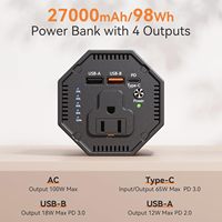 Banque d'alimentation pour ordinateur portable à prise CA 100W 27000mAh centrale électrique portable type-c entrée USB 3.0 sortie pour camping en plein air bureau à domicile