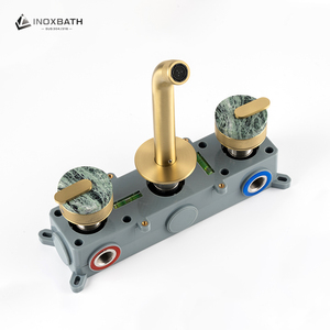 Grifo de Baño de 3 Orificios, Montado en la Pared, Agua Frí<span class=keywords><strong>a</strong></span> y Caliente, Grifo Mezclador de Dos Manijas para Lavabo - Product Image 6