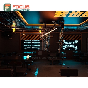 Comptoir de service de café contemporain avec finition en bois stratifié, zone d'exposition d'accessoires, comptoir de caisse de café - Product Image 1