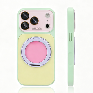เคสโทรศัพท์แม่เหล็กแบบมีแผ่นกระจกด้านหลังลายบล็อกสีแฟชั่น สำหรับ iPhone 18 13 14 15 16 17 Pro Max พร้อมการปกป้อง 360 องศา °   ฝาครอบเลนส์แบบตั้งได้ - Product Image 1