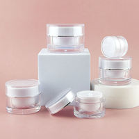 Pot à crème haut de gamme 15g 30g, à paroi épaisse, ovale, en acrylique doré fantaisie avec joint et couvercle à vis en plastique pour cosmétiques