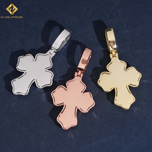 Fashion Hip Hop <b>Crucifix</b> Jewelry Gold Plated Pendant 925 Sterling <b>Silver</b> VVS Moissanite Brilliant Cut Iced Cross Pendant - Product Image 4