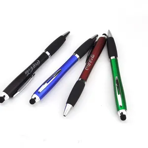热卖3合1促销塑料笔，带定制标志和触摸屏广告扭转发光二极管激光点亮标志笔