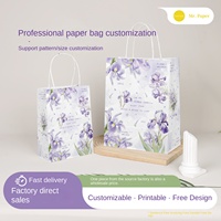 Sac en papier kraft recyclable avec poignée en papier sérigraphié, emballage cadeau de style classique pour bougie, artisanat, petits bijoux, traiteur