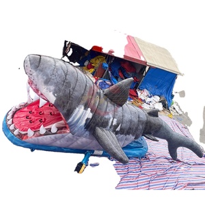 Tobogán de tiburón inflable gigante de 11m de largo, carrera de obstáculos inflable con <span class=keywords><strong>boca</strong></span> de tiburón feroz, juego deportivo a la venta - Product Image 1