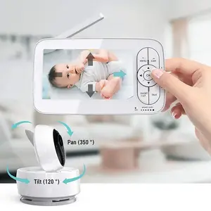 5 इंच स्क्रीन ध्वनि का पता लगाने तापमान सेंसर 5000mAh बैटरी पोर्टेबल स्मार्ट बच्चे की निगरानी 720P HD वीडियो Babyphone avec कैमरा