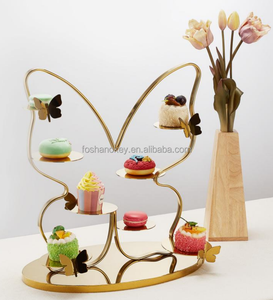Support de présentation en forme de papillon OKEY, support de <span class=keywords><strong>buffet</strong></span> moderne en or, élévateur de dessert, support à thé de l'après-midi pour <span class=keywords><strong>buffet</strong></span> - Product Image 1