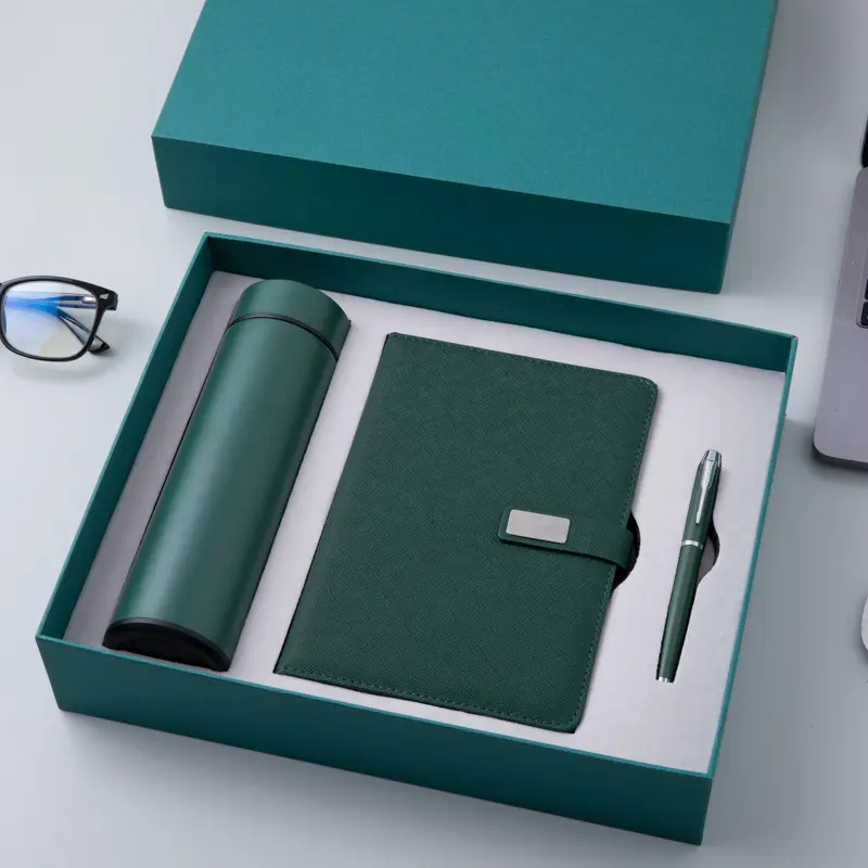 A5 taccuino personalizzato scatola regalo business verde scuro regalo intelligente thermos tazza set regalo creativo regalo aziendale di lusso