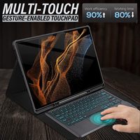 Detach Magnet berdiri Folio kulit pena Slot silikon penutup Keyboard nirkabel untuk Samsung Galaxy Tab S9 Ultra Plus Case Keyboard