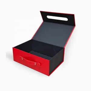 사용자 정의 수영복 비키니 란제리 의류 포장 종이 상자 고급 골판지 접는 빨간 결혼식 손잡이와 마그네틱 선물 상자