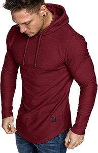 Camisetas de Manga Corta con Capucha para Hombre, Corte Ajustado, Tejido Sólido, Forro Polar de Invierno, 100% Poliéster, Teñido en Prenda, Secado Rápido, Logotipo Personalizado - Product Image 6