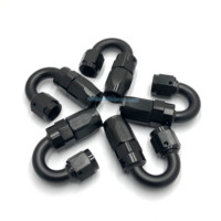 Pasokan Pabrik Aluminium AN4 AN6 AN8 AN10 AN12 AN16 Lurus 45 90 180 Derajat Selang Putar Ujung Pas Bahan Bakar Minyak Gas Selang Adaptor