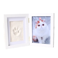 Bingkai Foto Hewan Peliharaan Persegi Panjang Kayu Solid Buatan Tangan dengan Cetakan Jejak Kaki Anjing Kucing - Desain Minimalis Modern Logo Kustom Hadiah Suvenir Populer