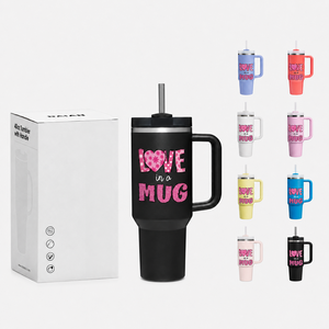 Custom Logo Stainless Steel <b>Double</b> <b>Wall</b> Vacuum Insulated Tumbler Handle Straw 14-40oz Sizes BPA Free Thermal Insulation >24 - Product Image 1