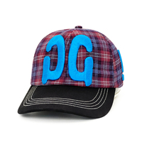 Geruite twill geborduurde baseballcap met aangepast logo, etnische strepen, unisex, verstelbaar, streetwear, dagelijkse pet