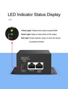 Inyector POE estándar Gigabit de 90W con transmisión de 10/100/1000Mbps, conmutador de red de 2 puertos duales, 2 puertos - Product Image 2