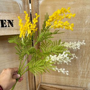 Flores Artificiales <span class=keywords><strong>de</strong></span> <span class=keywords><strong>Acacia</strong></span>, Mimosa <span class=keywords><strong>Amarilla</strong></span>, Cerezo, Pansy Silvestre, Ramas <span class=keywords><strong>de</strong></span> Seda y Plástico, Plantas Artificiales para Interiores y Exteriores, Hogar y Jardín - Product Image 3