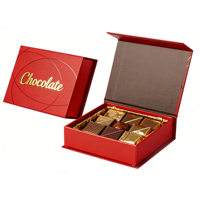Boîte-cadeau de papier d'emballage de chocolat de truffe de LOGO personnalisé d'usine de source avec la boîte noire de luxe de chocolat de sandwich de séparateur