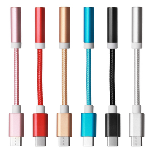 Calidad 2-en-1 <span class=keywords><strong>USB</strong></span> <span class=keywords><strong>C</strong></span> 3,5mm Audio Jack Cable Nylon trenzado adaptador de carga para teléfonos inteligentes 15 16 nuevo cabezal de Metal - Product Image 6