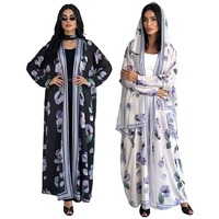 Abaya tendance d'été MQ290 pour femmes, robe musulmane à imprimé numérique, vêtements islamiques modestes, robe Abaya Dubaï Jalabiya avec hijab