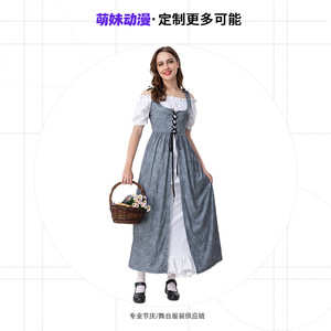 Disfraz Medieval para Mujer, Color Gris, Poliéster, Talla Grande, Ropa de Actuación para Adultos, Personalizable - Product Image 4