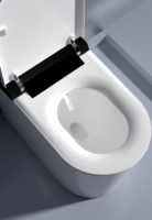 Siège de toilette intelligent de luxe allongé avec bidet intégré, fonction lavage féminin, télécommande, capteur de pied automatique pour chasse d'eau, idéal pour villas