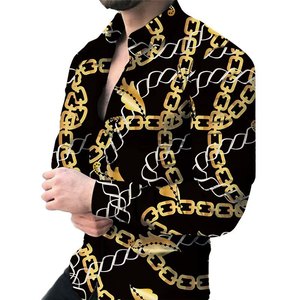 Chemise à Manches Longues Décontractée pour Homme Nouvelle Collection Printemps Impression Numérique 3D Motif Lettre <span class=keywords><strong>Taille</strong></span> Européenne - Product Image 5