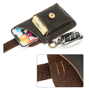 Marsupio Vintage in Vera Pelle per Cellulare con Cinturino a Fibbia per Uomo - Product Image 4