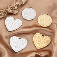 Composants en gros plaqués or 18 carats en acier inoxydable, pendentifs cœur et ronds, hypoallergéniques pour la fabrication de colliers et bijoux