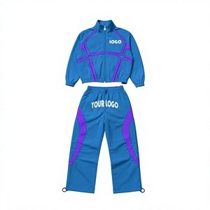 Unisex Sporty Tracksuit Set Teal <b>Purple</b> Geometric Print Full Zip Jacket Side Pockets Quick Dry Breathable 2 in 1 Winter Wear - Product Image 5