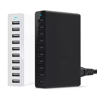 Penjualan laris stasiun pengisi daya Usb Multi 60w pengisi daya Usb 10 Port 5V 12A US AU UK EU pengisi daya dinding untuk ponsel