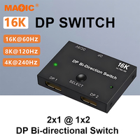 Commutateur bidirectionnel DP 16K, convertisseur bidirectionnel 1 entrée 2 sorties, adaptateur de commutation DP