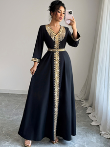 Vestido de encaje con flecos y cuello en V de manga larga para mujer, estilo corte elegante, 2026 - Product Image 4