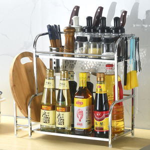 Küchen-Doppelstöckiges Edelstahl-Organizer-Regal, Umweltfreundlich, Multifunktional, Freistehend, Nicht Faltbar, Schwarze Aufbewahrung für Gewürze - Product Image 4