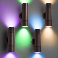 Lampe murale LED extérieure Gouly moderne en laiton massif RGBW, étanche IP65, éclairage haut et bas pour villa, patio, véranda, éclairage architectural