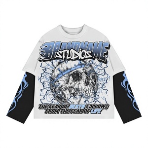 เสื้อยืดลายหัวกะโหลก Heavyweight 260gsm ผ้าคอตตอนเจอร์ซีย์ 100% คอกลม ทรงปกติ สกรีนโลโก้ได้ สตรีทแวร์ สำหรับผู้ชาย - Product Image 6
