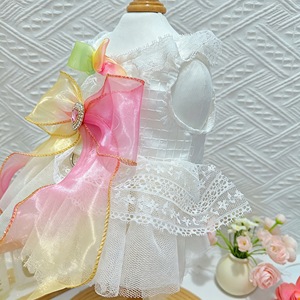 Falda de tul de princesa de verano para perros y gatos, ropa para mascotas, vestido de boda con estrellas arcoíris, poliéster, para las cuatro estaciones - Product Image 1