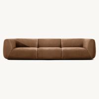 Premium Nappa-Leder Dreisitzer-Sofa Modernes Minimalistisches Sofa mit Geschwungenen Armlehnen Flaches Profil Handgefertigte Couch Wohnzimmermöbel für Hotels