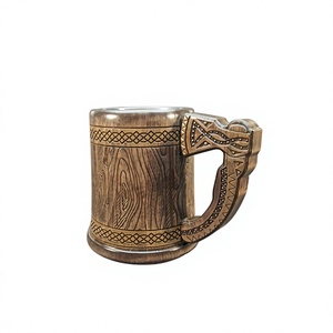 Taza de Madera de Diseño Nórdico con Asa Grabada con Láser, Estilo Moderno, Hecha a Mano, Artesanía Hasan, para Uso Doméstico - Product Image 4