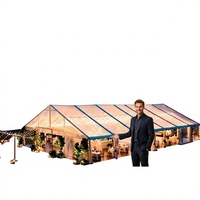Tente de réception de mariage quatre saisons imperméable en PVC avec plafond en aluminium, trois chambres et salon, ignifuge